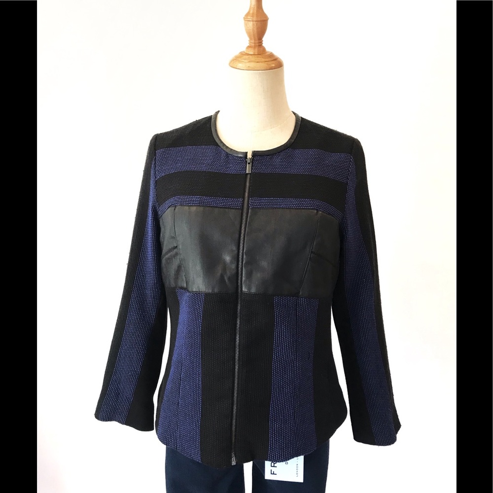Rachel Roy Black Blue Jacket Zip Front